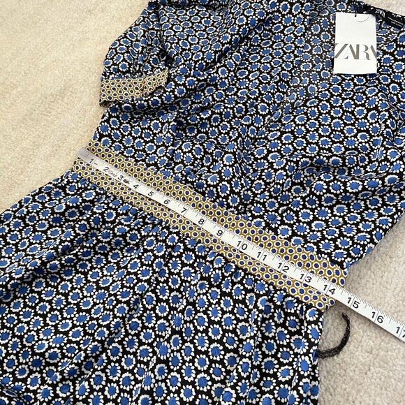 NWT ZARA Floral Wide Leg Faux Wrap Plunge Long Sleeve Jumpsuit With Pockets M - Picture 8 of 12